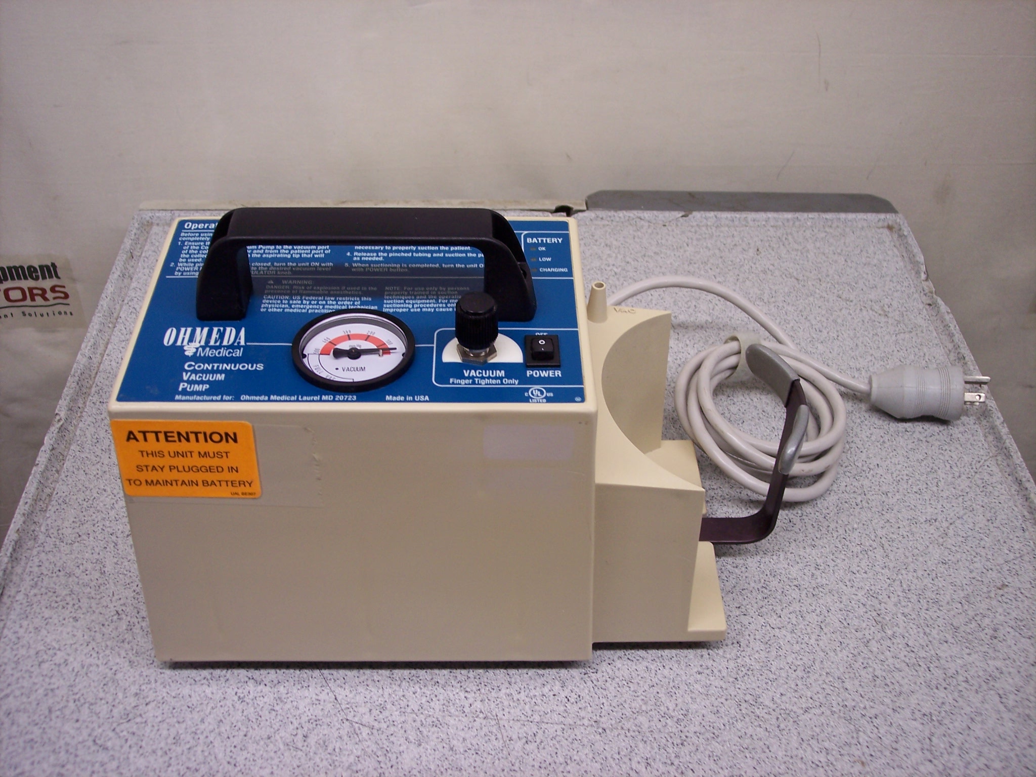 Ohmeda Continuous Vacuum Pump