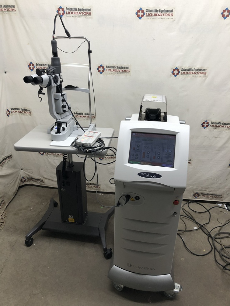 Carl Zeiss SL130 Slit Lamp on Coherent Power Cart with 0642-000-01 Lumenis Novus Varia Laser